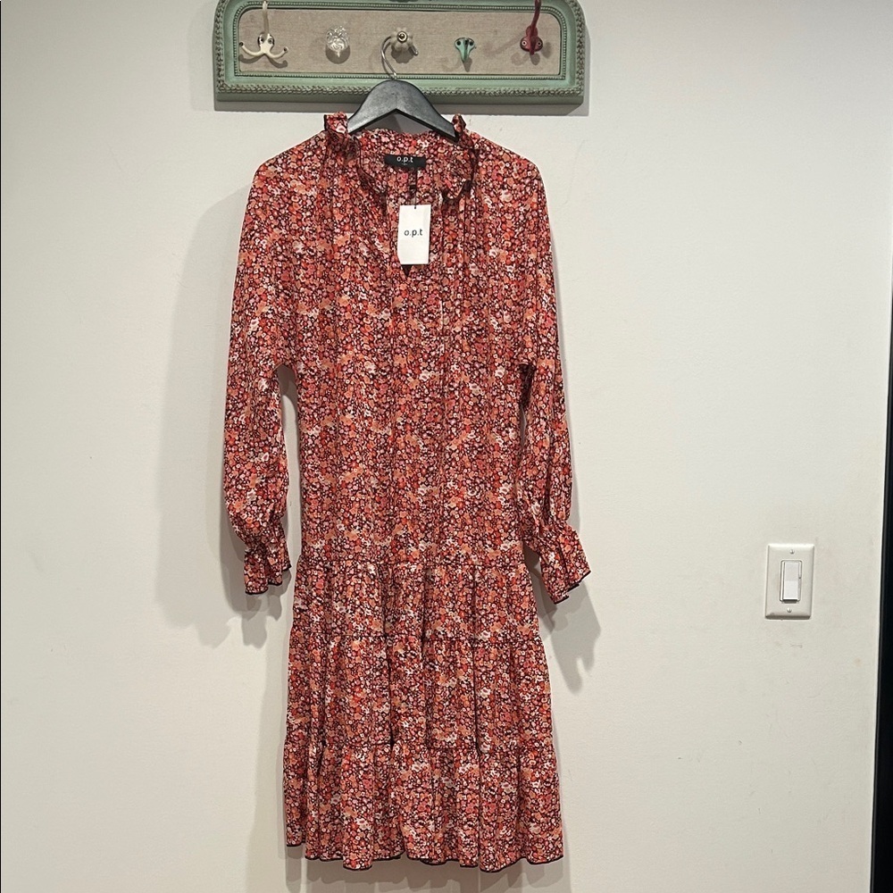 O. t. P. Chic Floral Midi Dress in Red oversized small women’s new